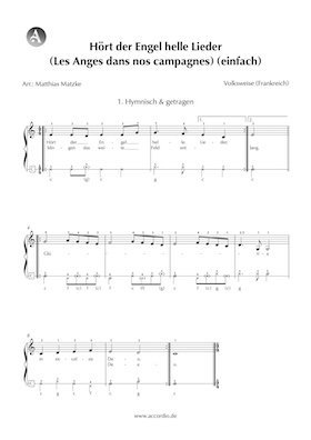 Hört der Engel helle Lieder Akkordeon Noten kostenlos (Les Anges dans nos campagnes) (einfach) Accordio