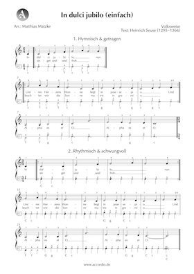 In dulci jubilo Akkordeon Noten kostenlos (einfach) Accordio