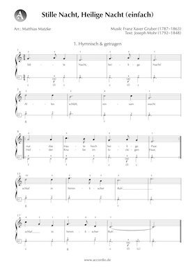 Stille Nacht, Heilige Nacht Akkordeon Noten kostenlos (einfach)