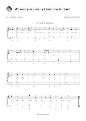 We wish you a merry Christmas Akkordeon Noten kostenlos (einfach) Accordio
