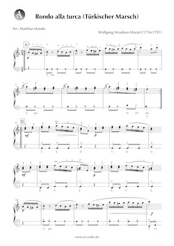 Akkordeon Noten Rondo alla turca (Türkischer Marsch)