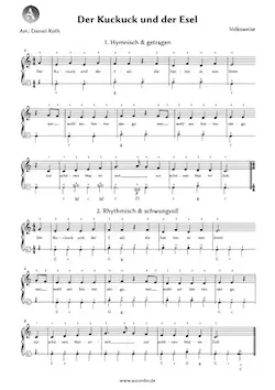 Der Kuckuck und der Esel – Akkordeon Noten kostenlos