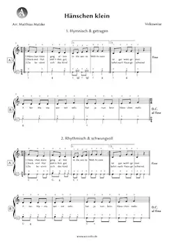 Hänschen klein – Akkordeon Noten kostenlos als PDF