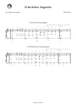 O du lieber Augustin – Akkordeon Noten kostenlos