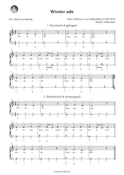 Winter ade – Akkordeon Noten kostenlos